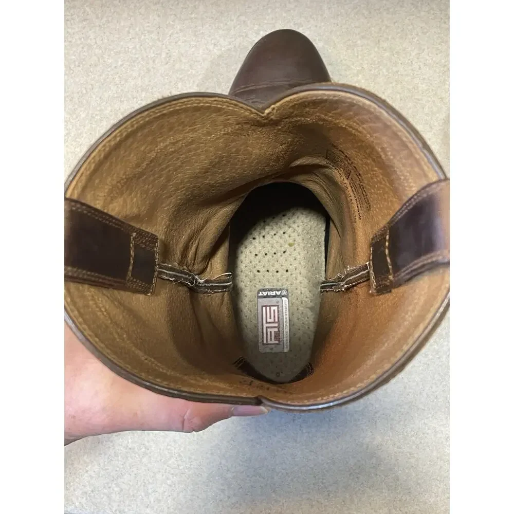 Ariat Heritage Roper Western Boots Men’s Size 8.5EE Brown Leather Pull On EUC!